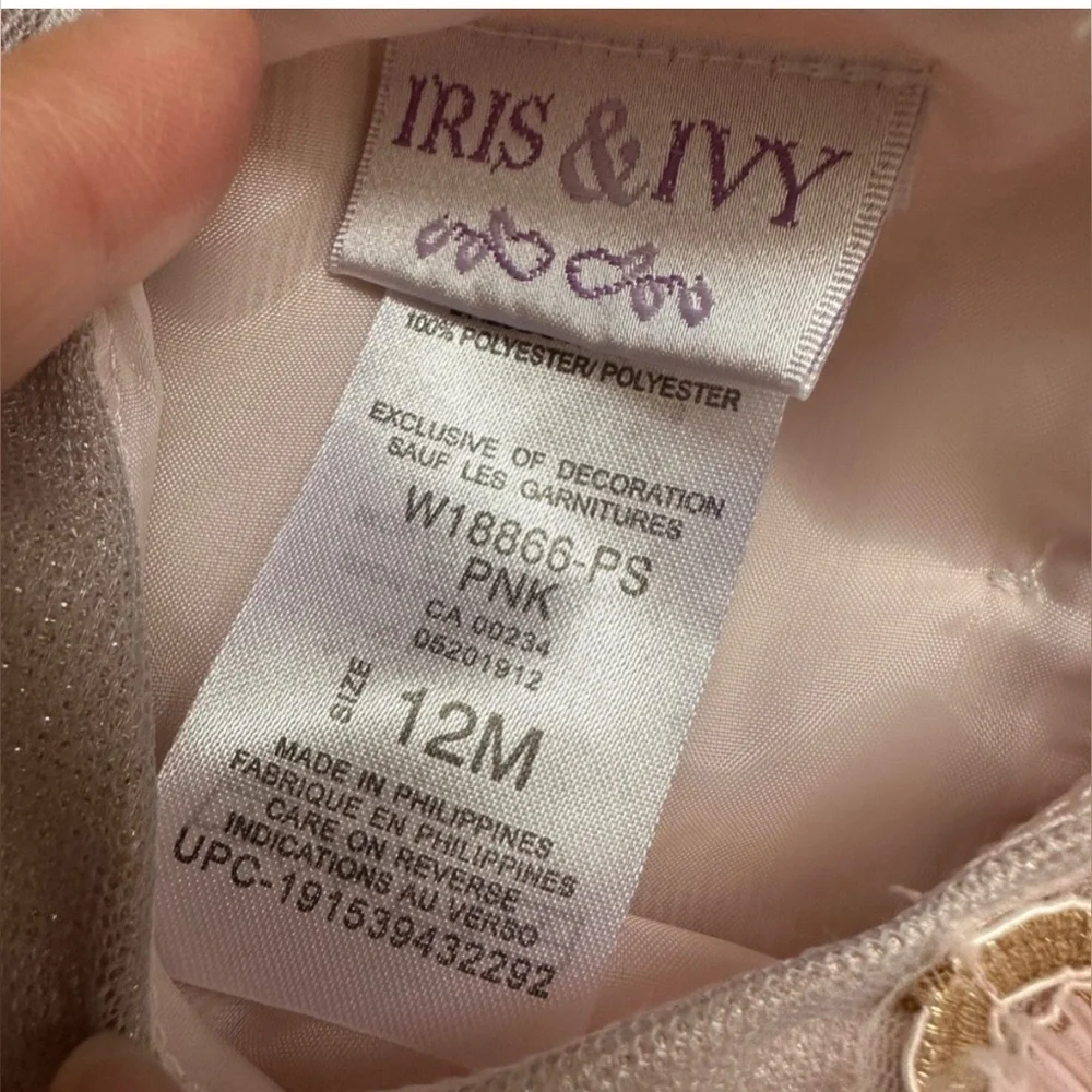 Iris and ivy size 12 mos glittery grey floral dress